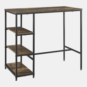 Mesa de bar Växjö com 3 prateleiras 100 x 109 x 60 cm Preto e efeito de madeira escura Tone en.casa