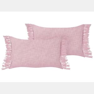 Conjunto de 2 almofadas decorativas TANSY Algodão 40 x 60 cm Rosa Sólido