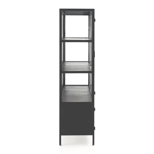 Armário Expositor Portas E Laterais De Vidro Estrutura De Metal Preto