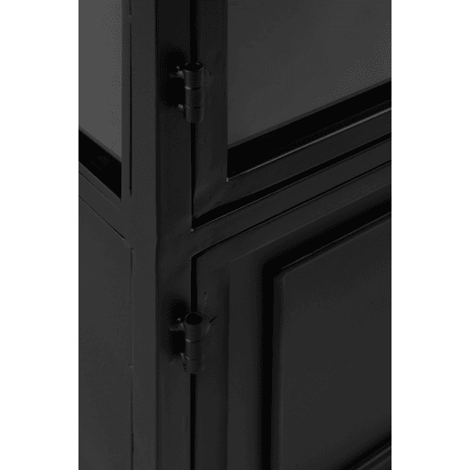 Armário Expositor Portas E Laterais De Vidro Estrutura De Metal Preto