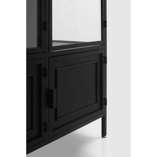 Armário Expositor Portas E Laterais De Vidro Estrutura De Metal Preto