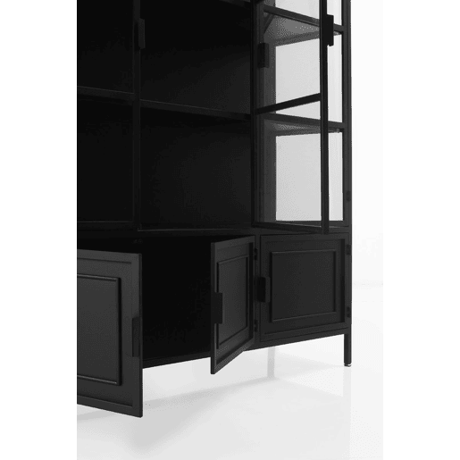 Armário Expositor Portas E Laterais De Vidro Estrutura De Metal Preto