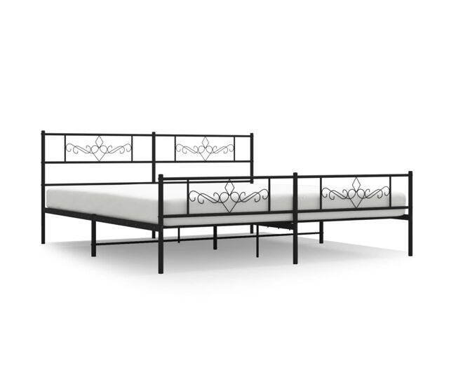 Estructura de cama cabecero y pie de cama metal negro 180x200cm con cabecero y pie de cama