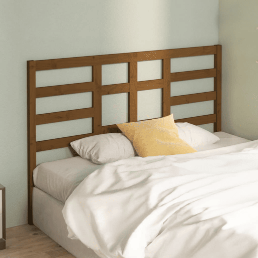 vidaXL Cabeceira de cama 141x4x104 cm pinho maciço castanho mel