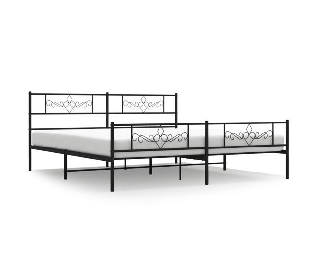 Estructura de cama cabecero y pie de cama metal negro 193x203cm con cabecero y pie de cama