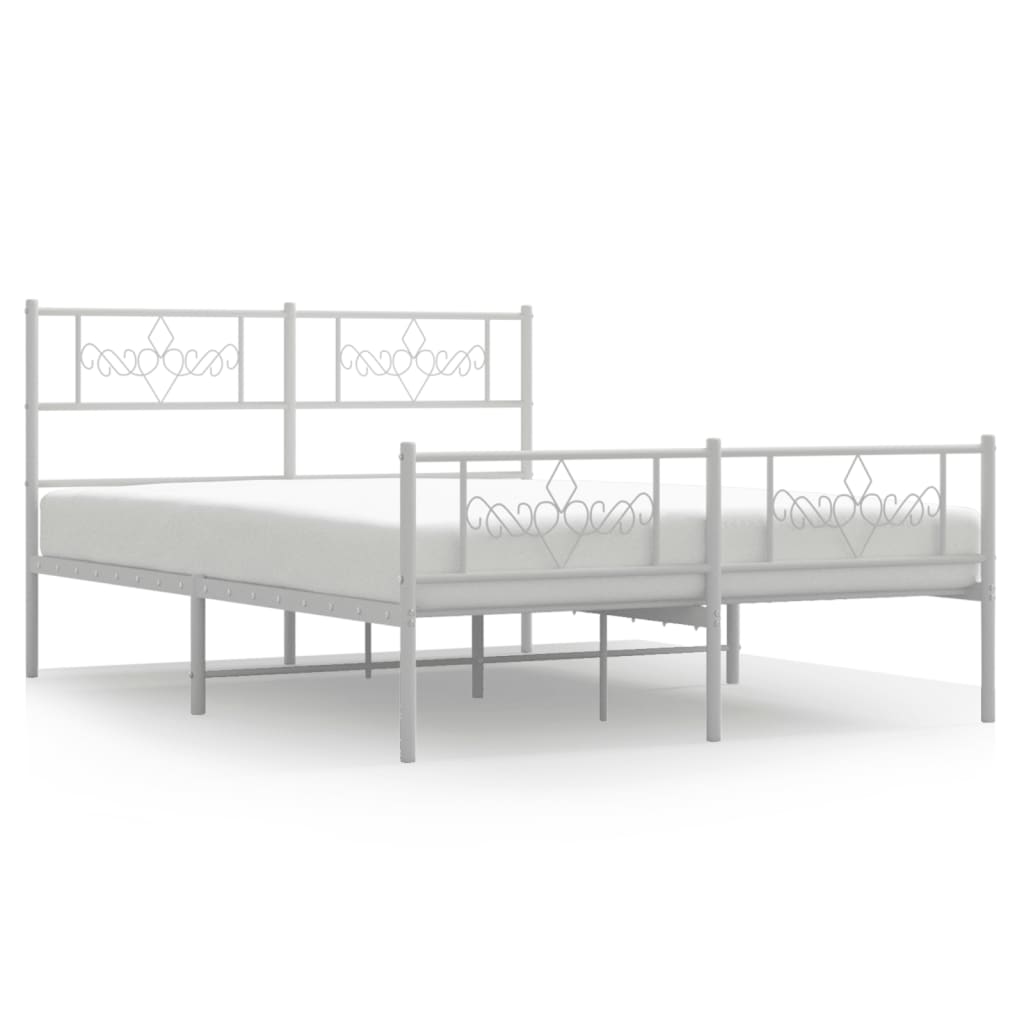 estructura cama metal con cabecero y estribo blanco 150x200 cm con cabecero y pie de cama