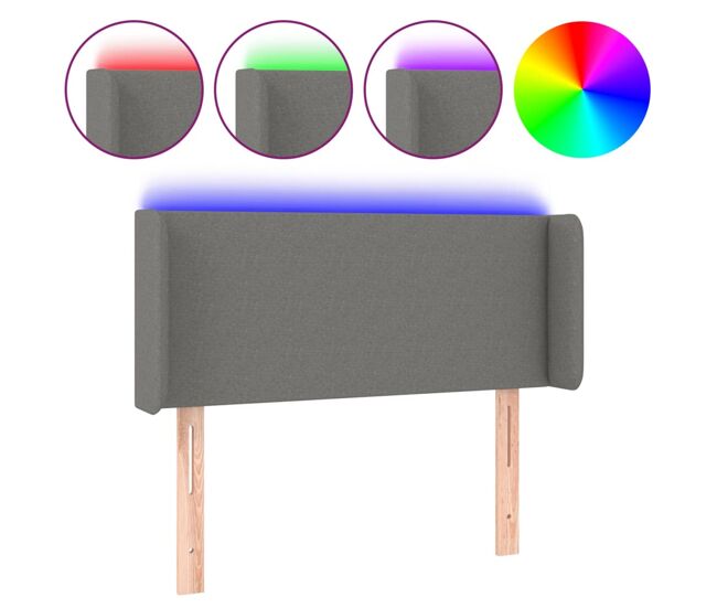 Cabecero con luces led de tela gris oscuro 93x16x78/88 cm