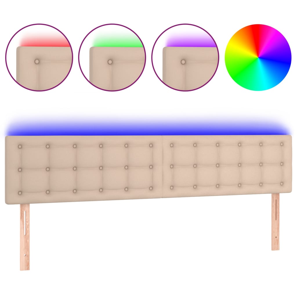 Cabecero con led cuero sintético color capuchino 200x5x78/88 cm