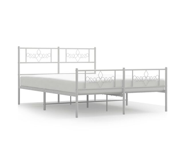 Estructura cama metal cabecero y pie de cama blanco 140x190 cm con cabecero y pie de cama