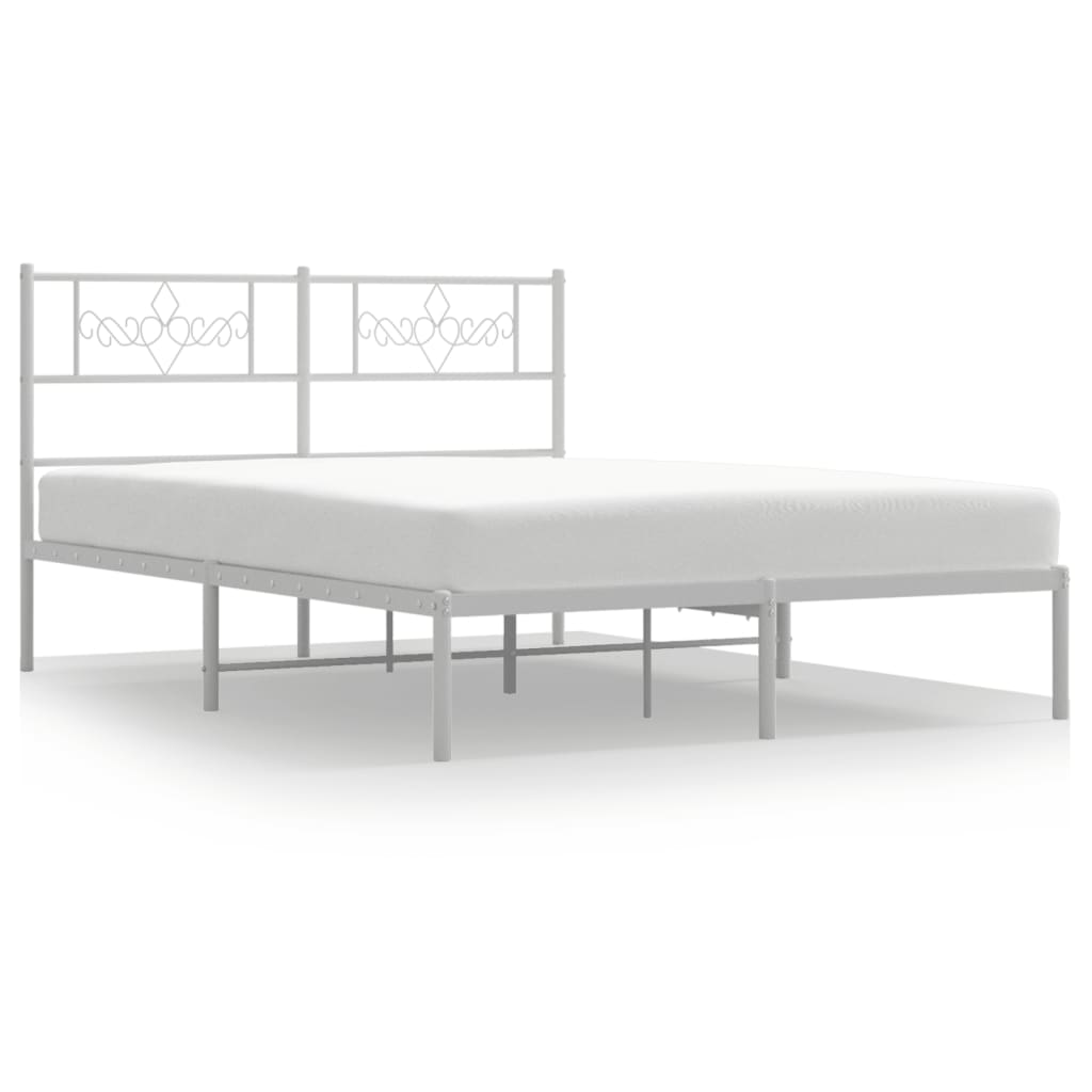 Estructura de cama de metal con cabecero blanca 120x190 cm con cabecero
