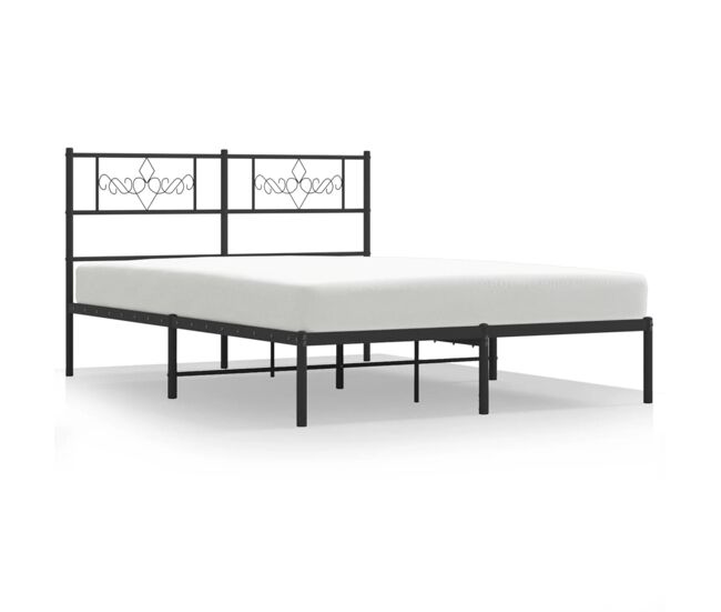 Estructura de cama con cabecero metal negro 140x190 cm con cabecero