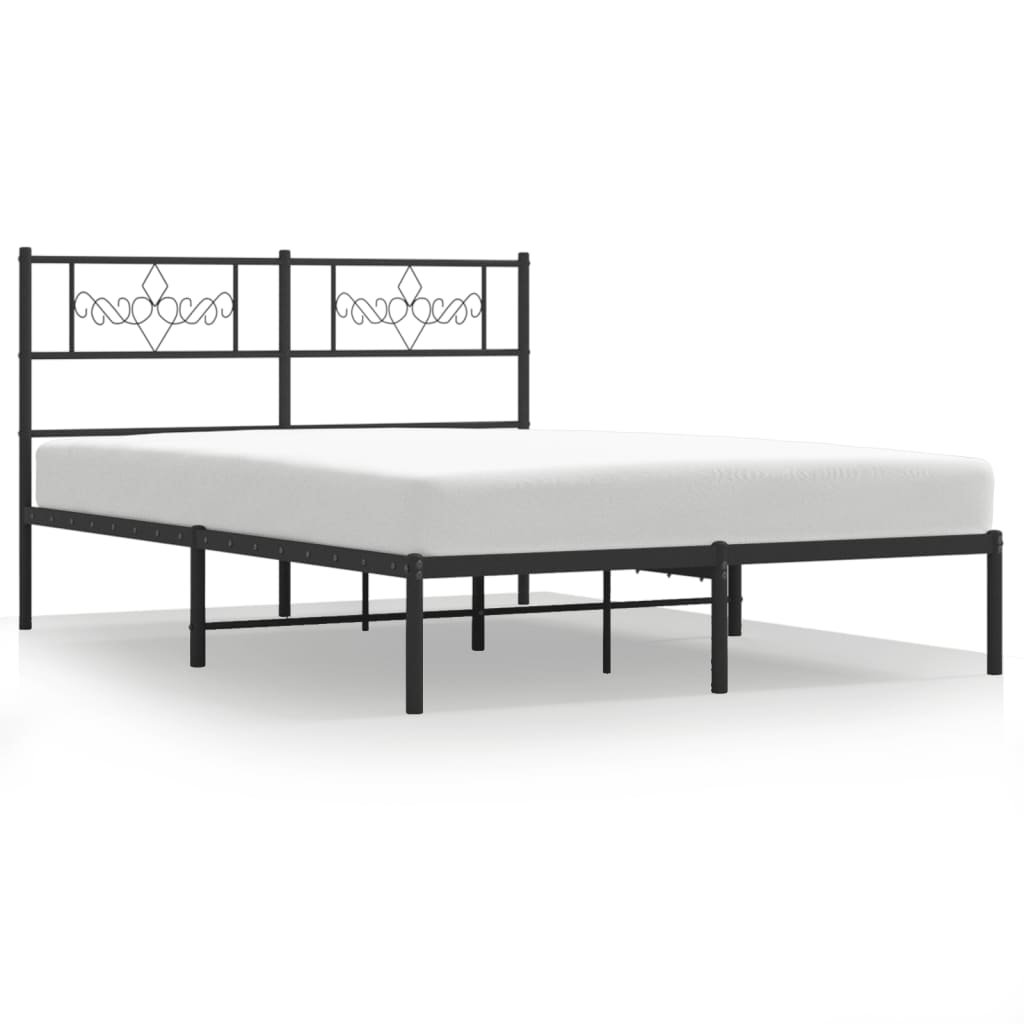 Estructura de cama con cabecero metal negro 120x190 cm con cabecero