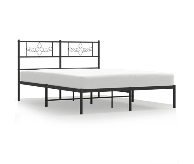 Estructura de cama con cabecero metal negro 120x190 cm con cabecero