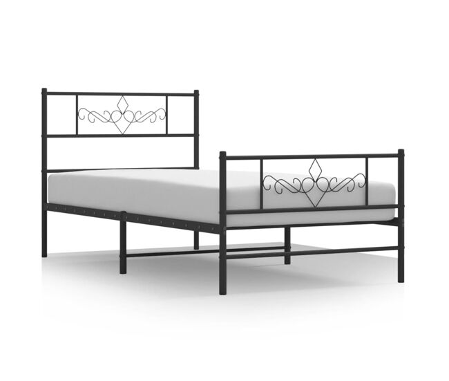 Estructura de cama con cabecero y estribo metal negro 107x203cm con cabecero y pie de cama