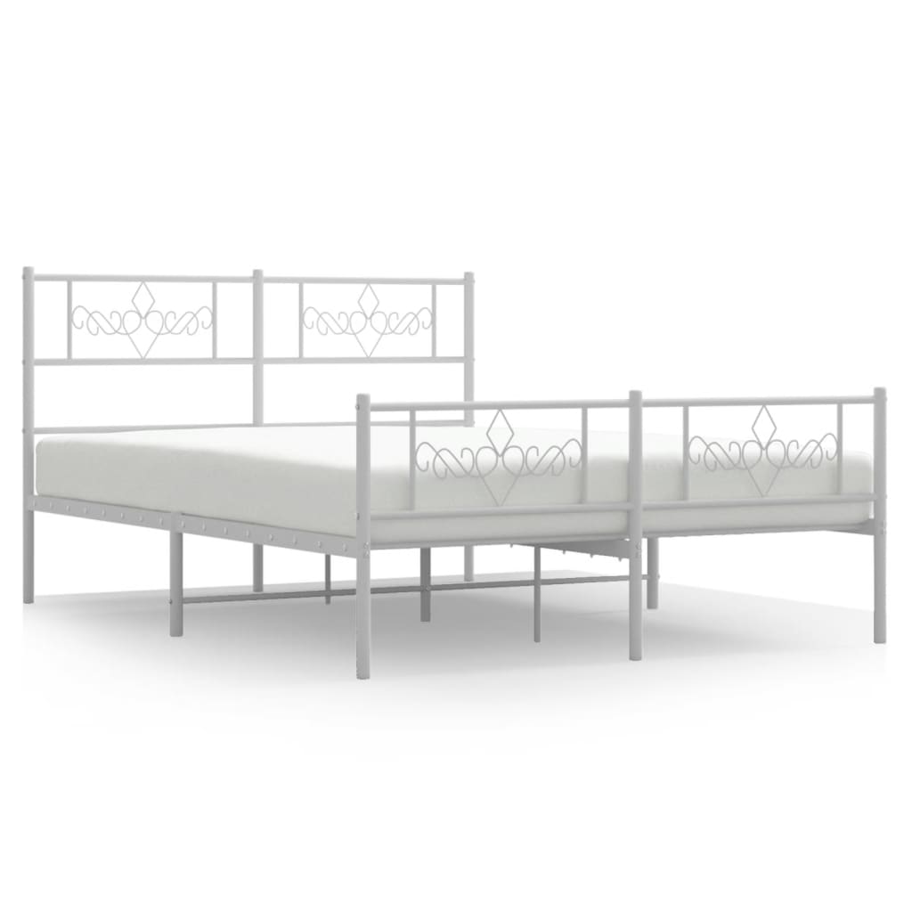 Estructura cama metal con cabecero y estribo blanco 120x190 cm con cabecero y pie de cama