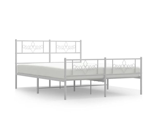 Estructura cama metal con cabecero y estribo blanco 120x190 cm con cabecero y pie de cama