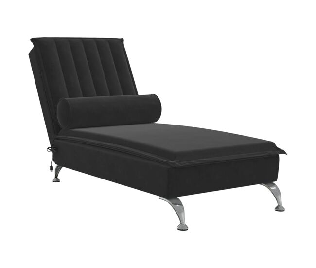 Vidaxl sofá diván de masaje con cojín de terciopelo negro