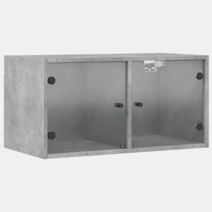 vidaXL Armário de parede c portas de vidro 68,5x37x35cm cinza cimento