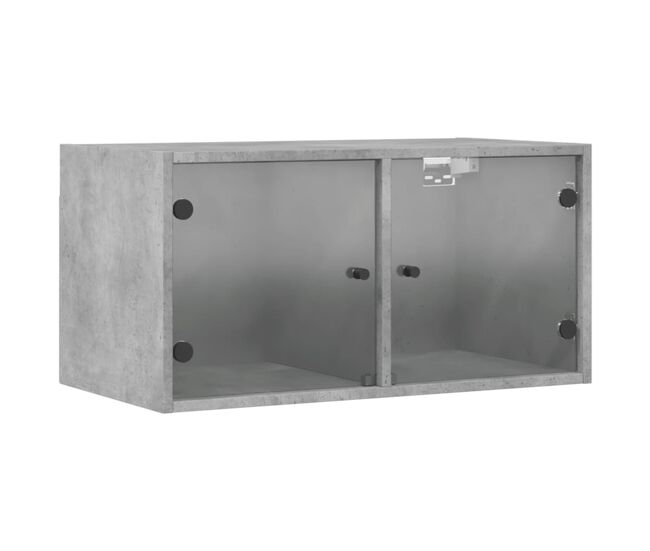 Vidaxl mueble de pared puertas de vidrio gris hormigón 68,5x37x35 cm