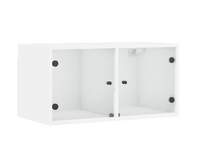 Vidaxl mueble de pared con puertas de vidrio blanco 68,5x37x35 cm