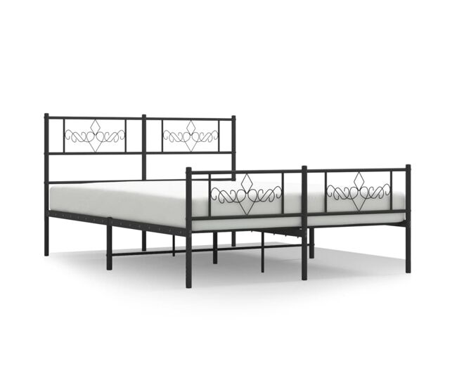 Estructura de cama cabecero y pie de cama metal negro 140x190cm con cabecero y pie de cama