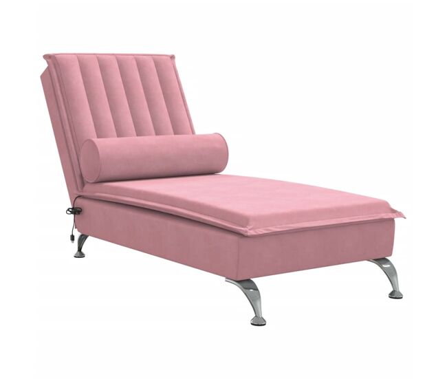Vidaxl sofá diván de masaje con cojín de terciopelo rosa