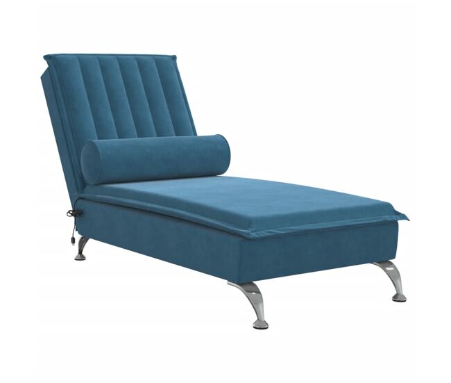 Vidaxl sofá diván de masaje con cojín de terciopelo azul