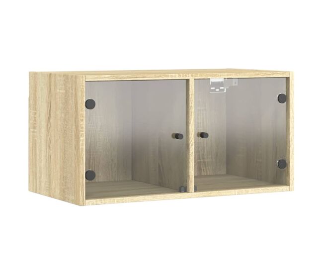 Vidaxl mueble de pared puertas de vidrio roble sonoma 68,5x37x35 cm