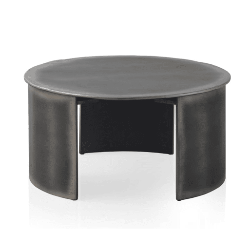 Mesa De Centro Redonda Lacada Em Cor Metálica