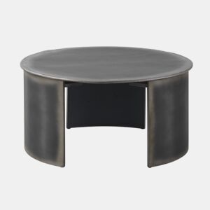 Mesa De Centro Redonda Lacada Em Cor Metálica