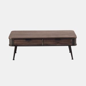 Mesa De Centro Em Metal Com Bancada E 2 Gavetas De Madeira