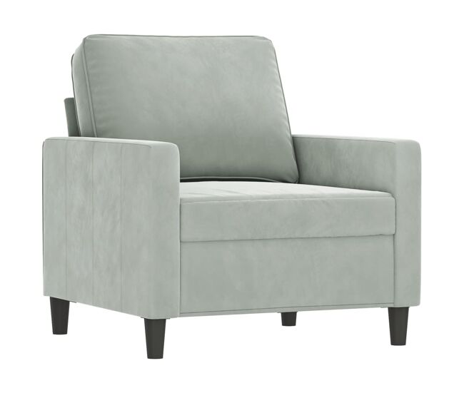 Vidaxl sillón de terciopelo gris claro 60 cm