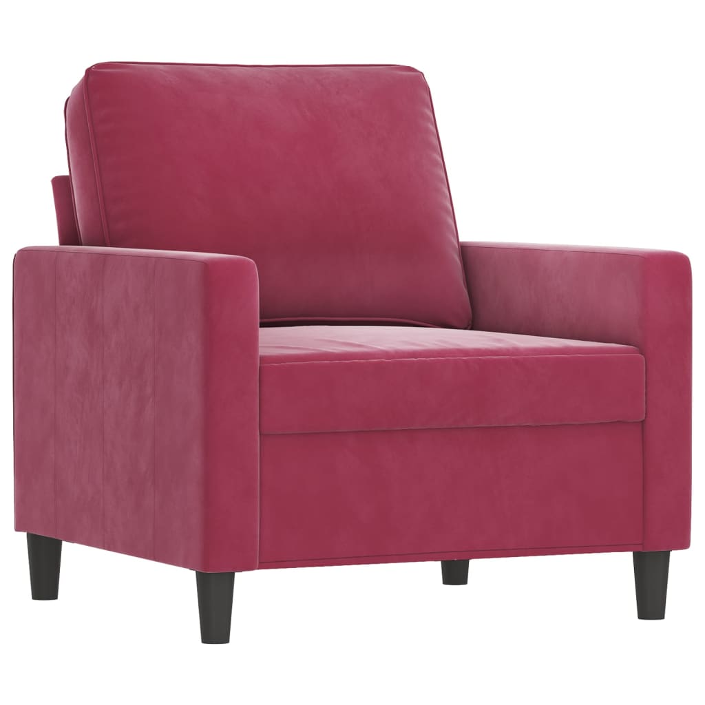 Vidaxl sillón de terciopelo rojo tinto 60 cm
