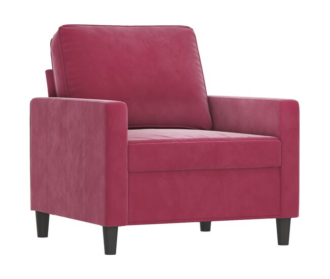 Vidaxl sillón de terciopelo rojo tinto 60 cm