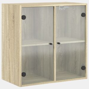 vidaXL Armário de parede c portas vidro 68x37x68,5 cm carvalho sonoma
