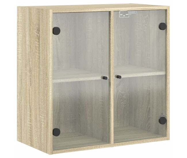Vidaxl mueble de pared puertas de vidrio roble sonoma 68x37x68,5 cm