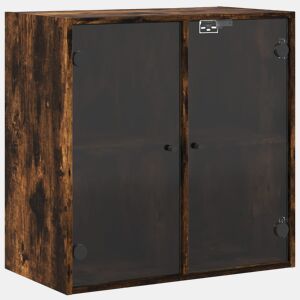 vidaXL Armário de parede c portas vidro 68x37x68,5 cm carvalho fumado