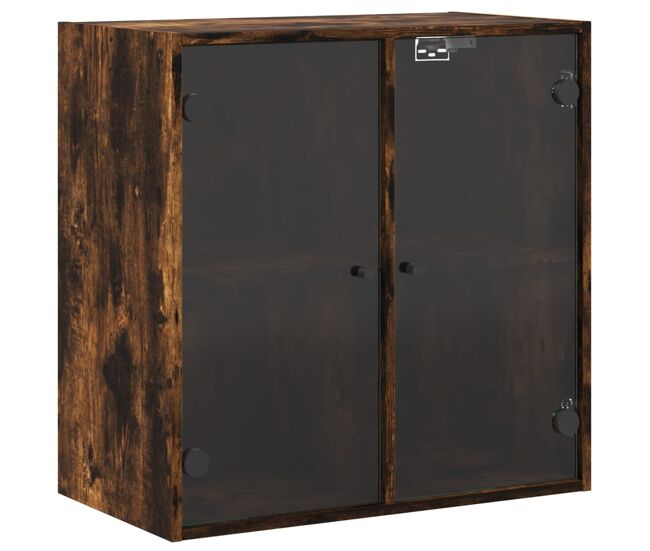 Vidaxl mueble de pared puertas de vidrio roble ahumado 68x37x68,5 cm