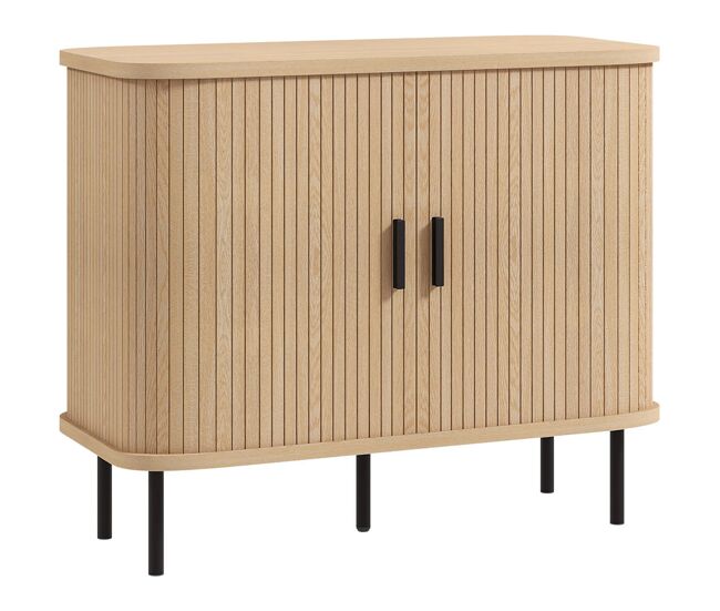 Homcom aparador vintage aparador para salón con 2 puertas correderas de tambor y compartimientos aparador para cocina comedor 90x40x75 cm roble