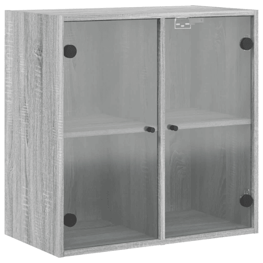 vidaXL Armário de parede c portas de vidro 68x37x68,5 cm cinza sonoma vidaXL Armário de parede c portas de vidro 68x37x68,5 cm cinza sonoma