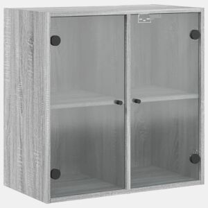 vidaXL Armário de parede c portas de vidro 68x37x68,5 cm cinza sonoma