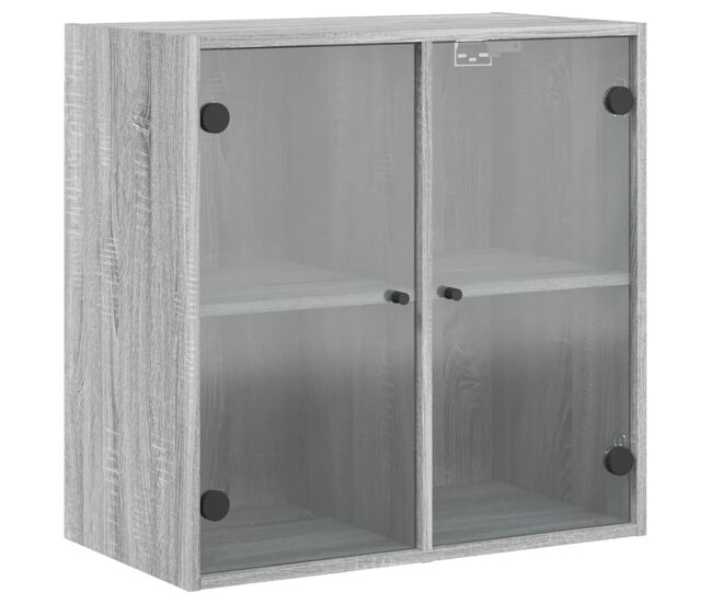 Vidaxl mueble de pared puertas de vidrio gris sonoma 68x37x68,5 cm