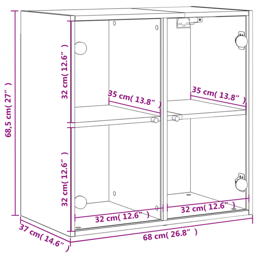 vidaXL Armário de parede c portas de vidro 68x37x68,5 cm cinza sonoma vidaXL Armário de parede c portas de vidro 68x37x68,5 cm cinza sonoma