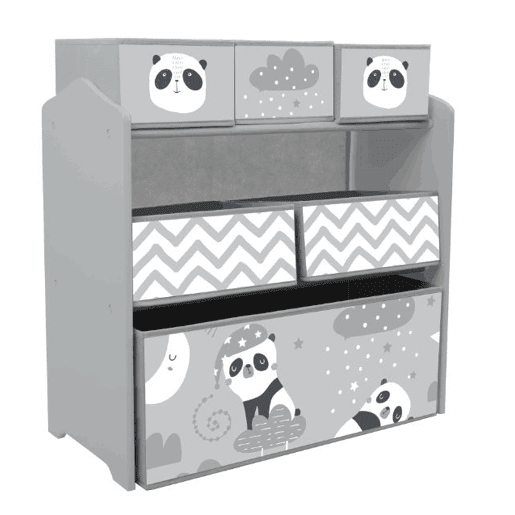ZONEKIZ Estante para Brinquedos com 6 Caixas de Tecido não Tecido Amovíveis Organizador de Brinquedos para Crianças de 3-8 Anos para Dormitório 63x30x66 cm Ciza