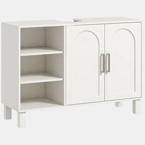 HOMCOM Móvel para Lavatório Suspenso Móvel para Casa de Banho Moderno com 2 Portas e Prateleiras Ajustáveis 90x30x63 cm Creme