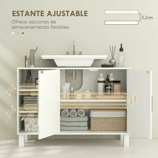 HOMCOM Móvel para Lavatório Suspenso Móvel para Casa de Banho Moderno com 2 Portas e Prateleiras Ajustáveis 90x30x63 cm Creme