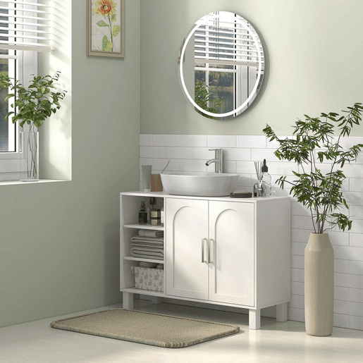 HOMCOM Móvel para Lavatório Suspenso Móvel para Casa de Banho Moderno com 2 Portas e Prateleiras Ajustáveis 90x30x63 cm Creme
