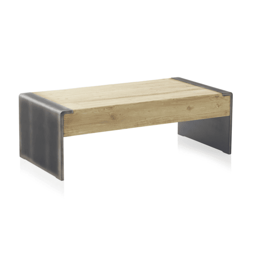 Mesa De Centro Banhada A Mola E Laterais Lacadas Na Cor Metálica