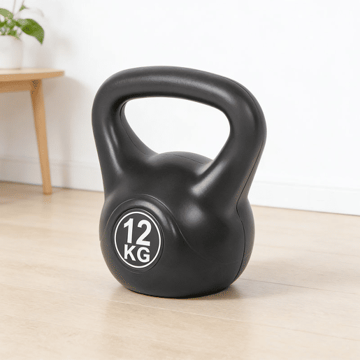 HOMCOM Peso Russo de 12 kg Kettlebell Preenchido de Areia com Punho Largo e Antiderrapante para Trenos em Casa e Ginásio 27x21x31 cm Preto