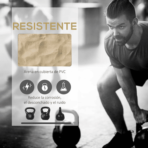 HOMCOM Peso Russo de 12 kg Kettlebell Preenchido de Areia com Punho Largo e Antiderrapante para Trenos em Casa e Ginásio 27x21x31 cm Preto